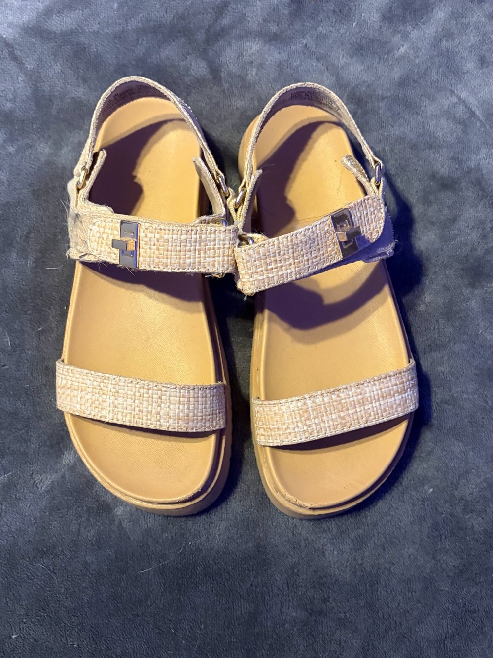 Steve Madden Beige/Tan Woven Strap Kids Sandals